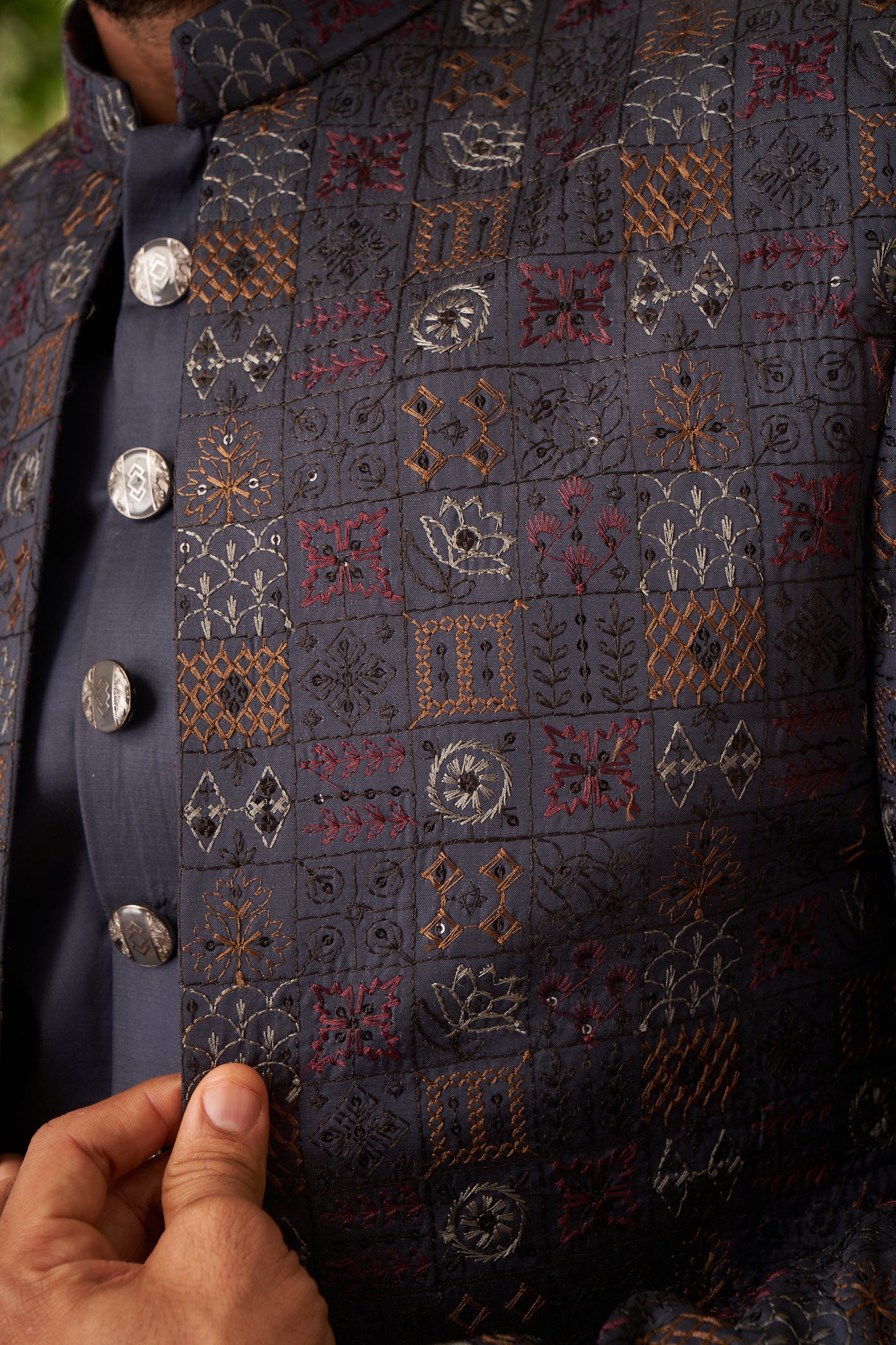 Indo Western Front Open - Dark Grey