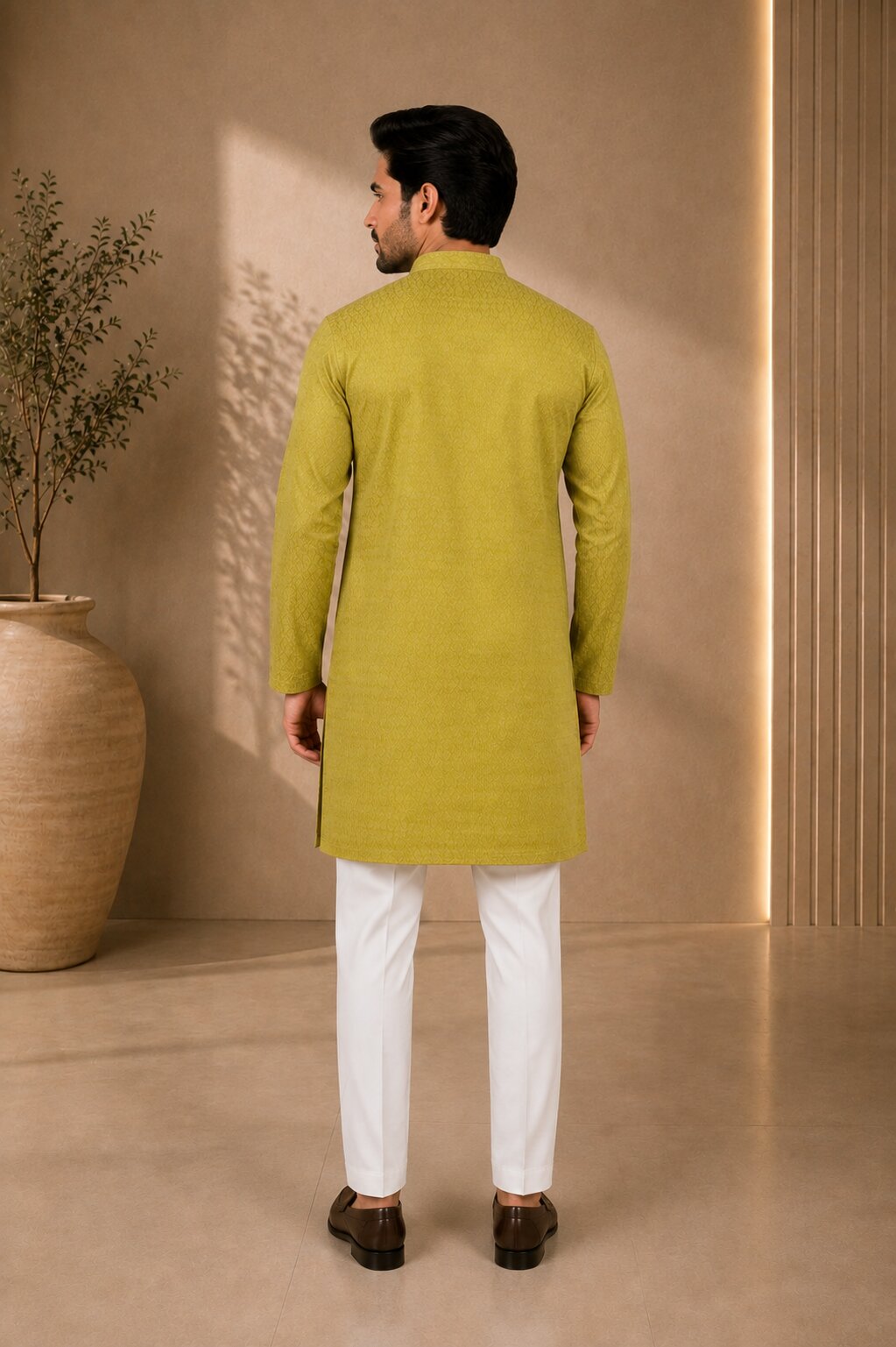 Men’s Mehandi Textured Kurta Pajama