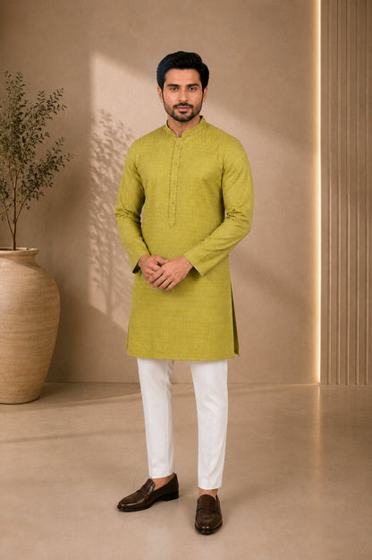 Men’s Mehandi Textured Kurta Pajama