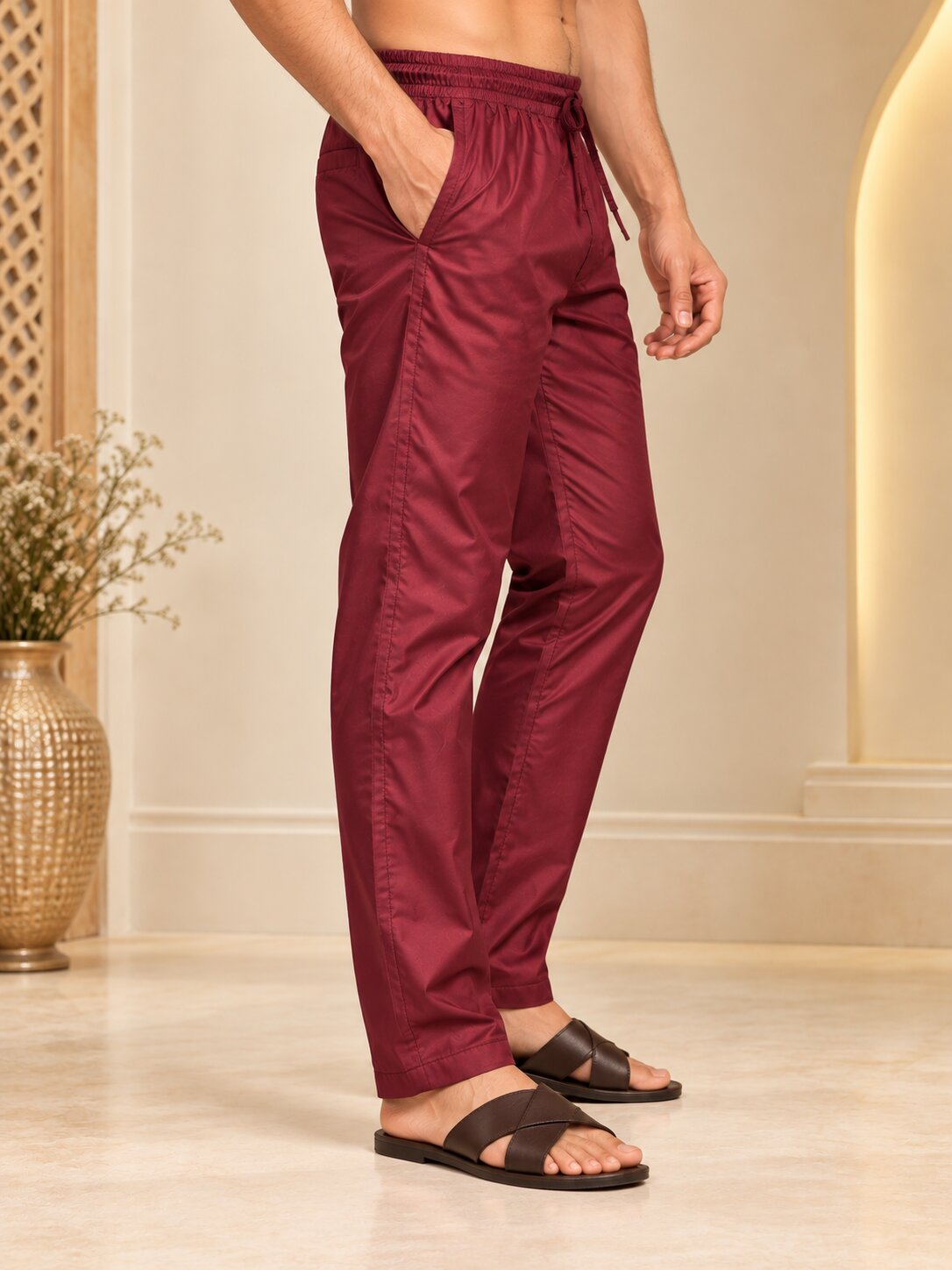 Men's Premium Maroon Straight Fit Pyjama