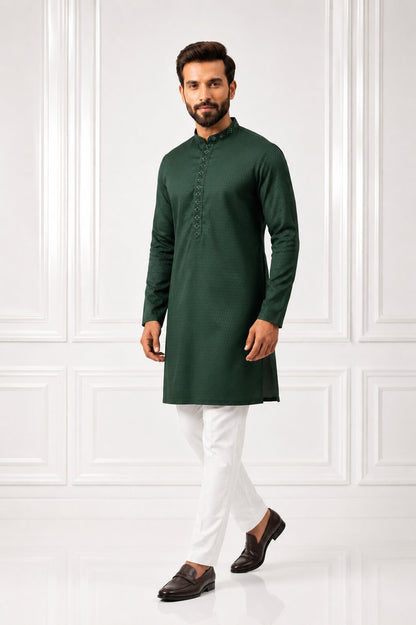Men’s Green Embroidered Kurta Pajama