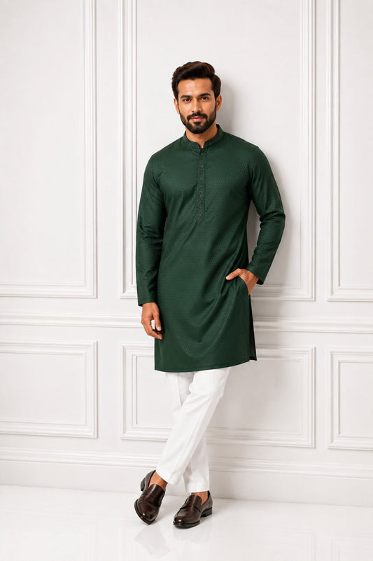 Men’s Green Embroidered Kurta Pajama
