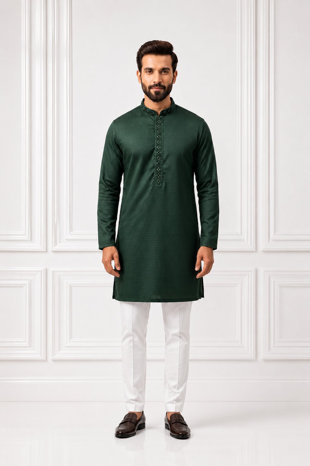 Men’s Green Embroidered Kurta Pajama