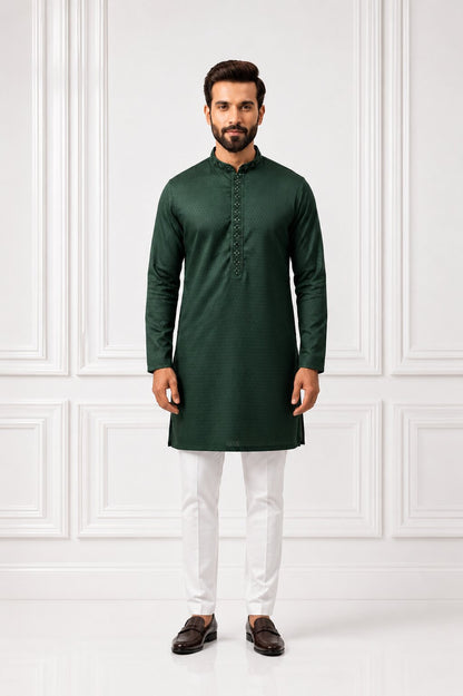 Men’s Green Embroidered Kurta Pajama