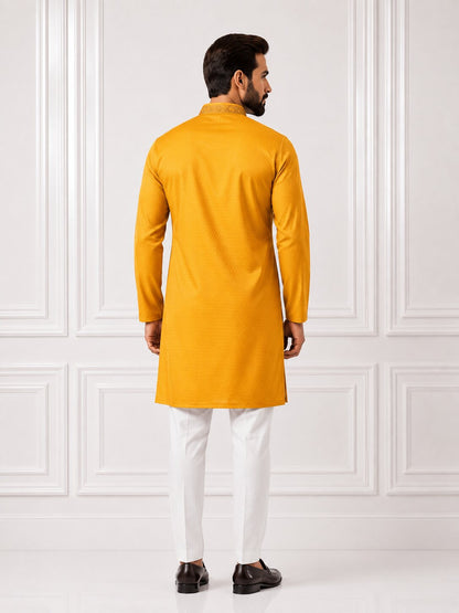 Men’s Yellow Embroidered Kurta Pajama