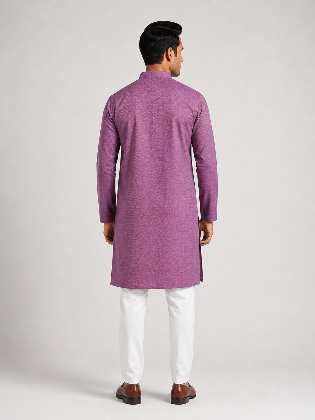 Men’s Purple Textured Kurta Pajama