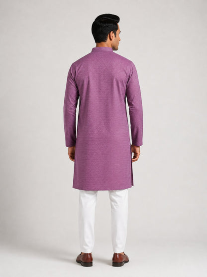 Men’s Purple Textured Kurta Pajama