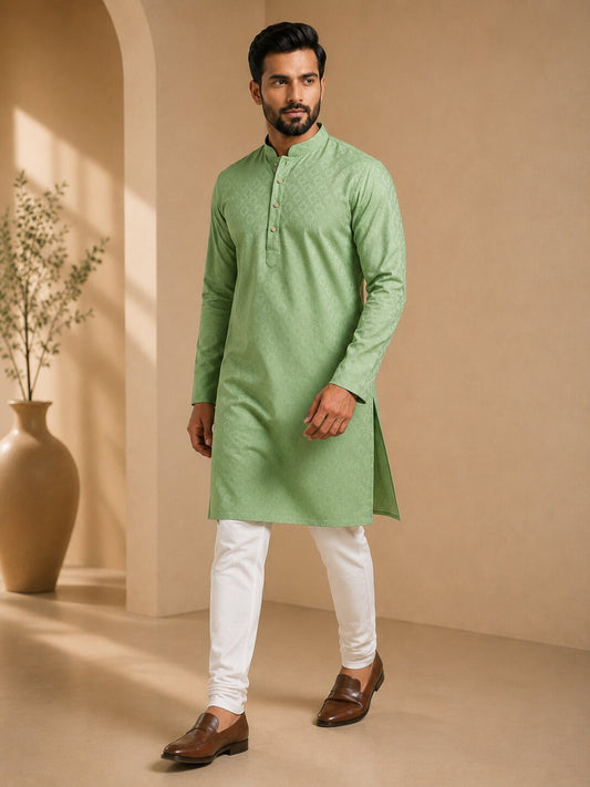 Men’s Pista Textured Kurta Pajama