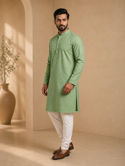 Men’s Pista Textured Kurta Pajama