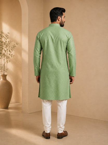 Men’s Pista Textured Kurta Pajama