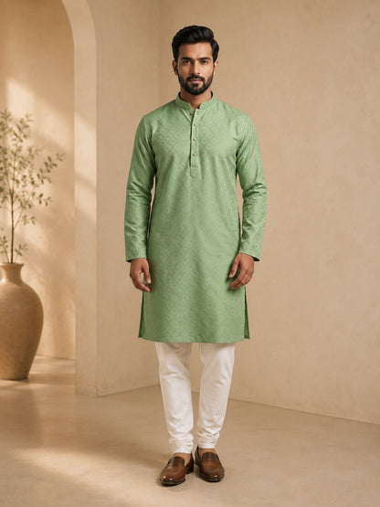 Men’s Pista Textured Kurta Pajama