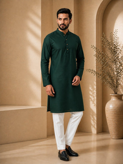 Men’s Green Textured Kurta Pajama