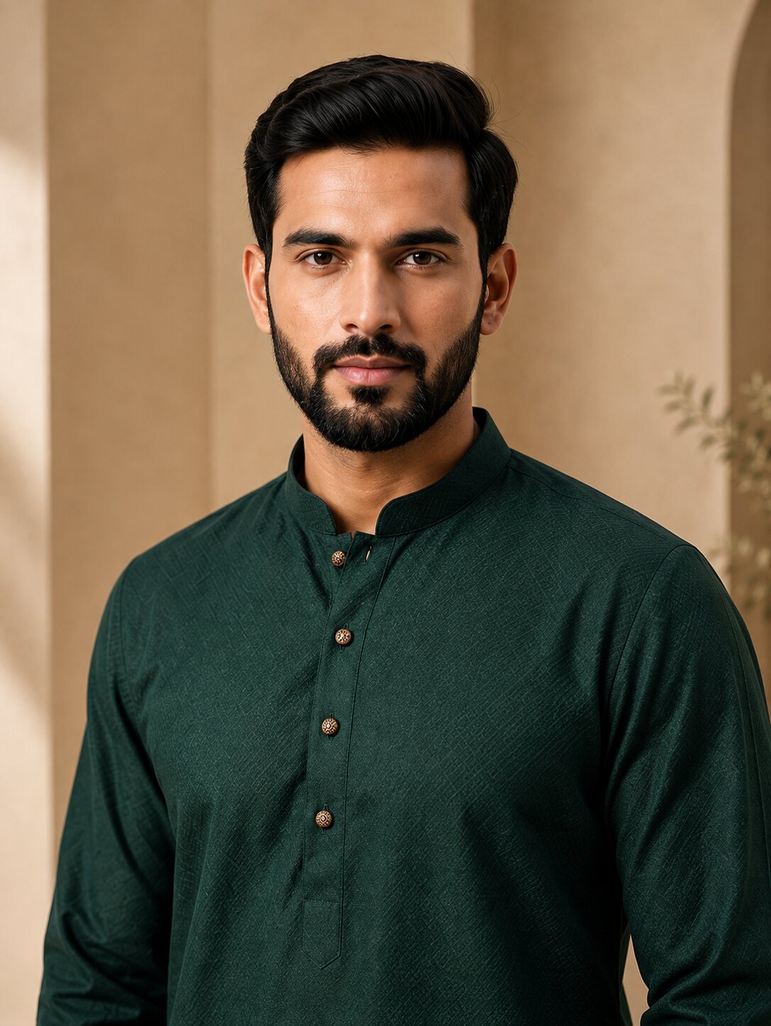 Men’s Green Textured Kurta Pajama