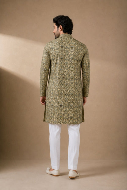 Men’s Pista Printed Kurta Pajama