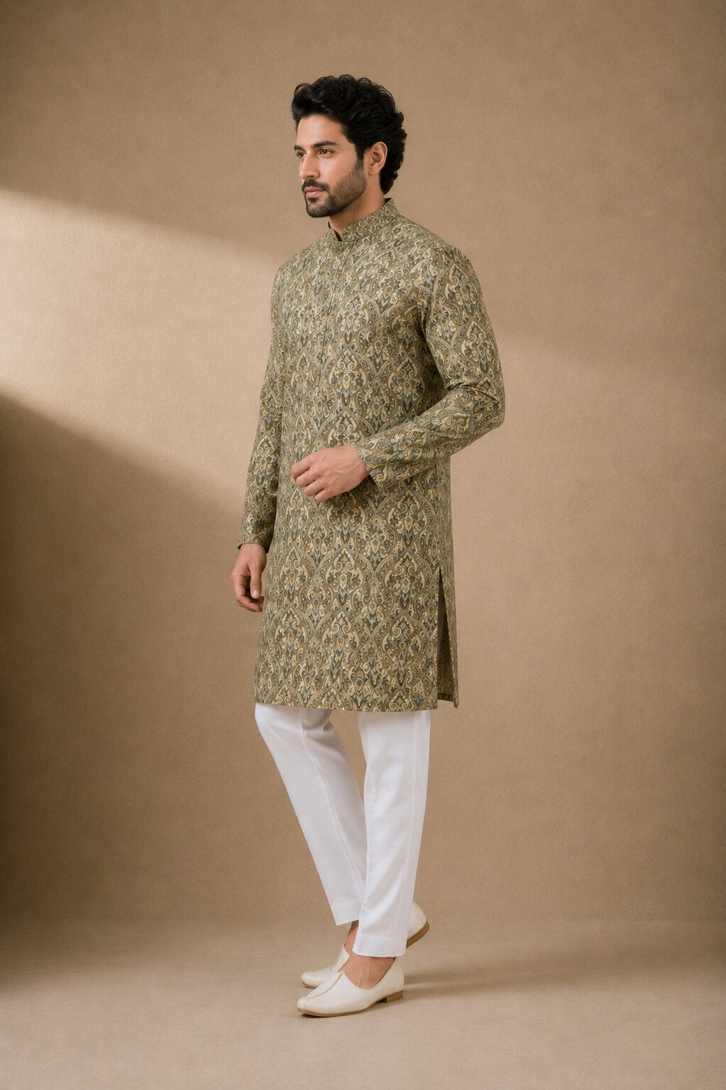 Men’s Pista Printed Kurta Pajama