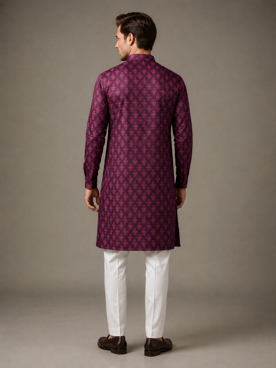 Men’s Purple Printed Kurta Pajama Set