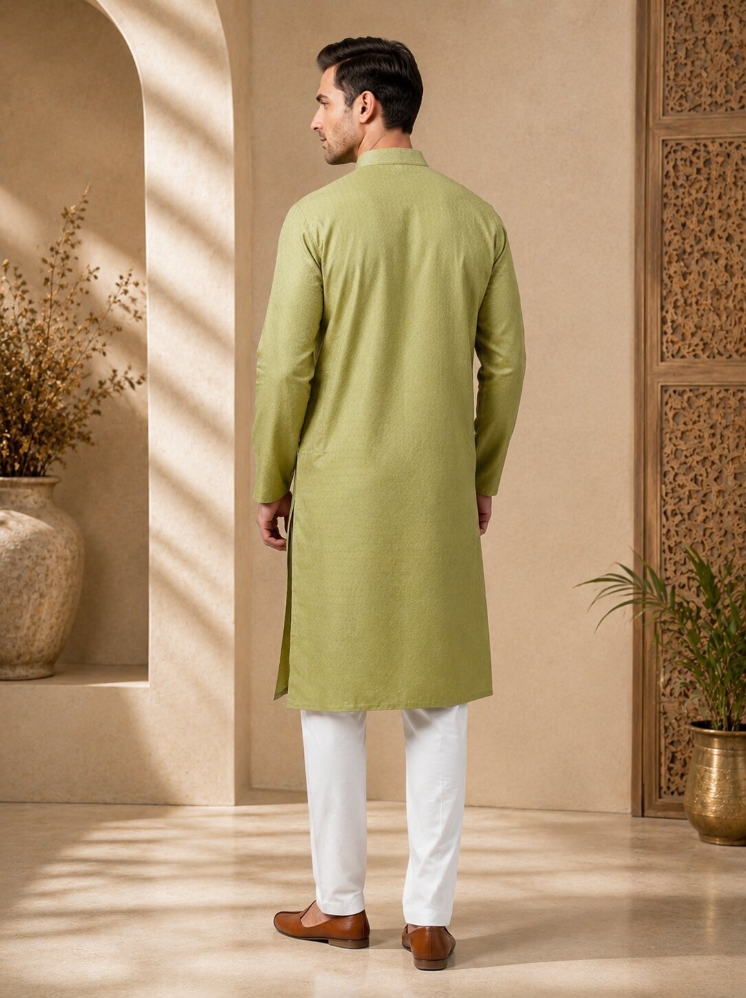 Men’s Pista Textured Kurta Pajama