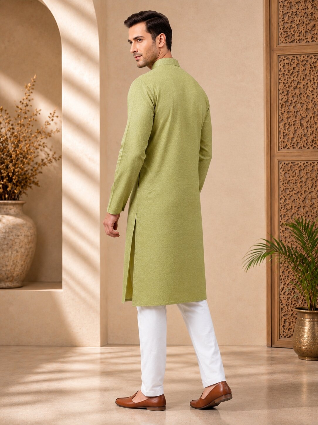 Men’s Pista Textured Kurta Pajama