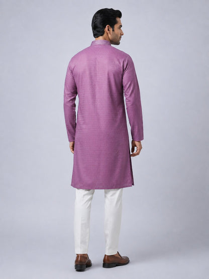 Men’s Light Purple Printed Kurta Pajama Set
