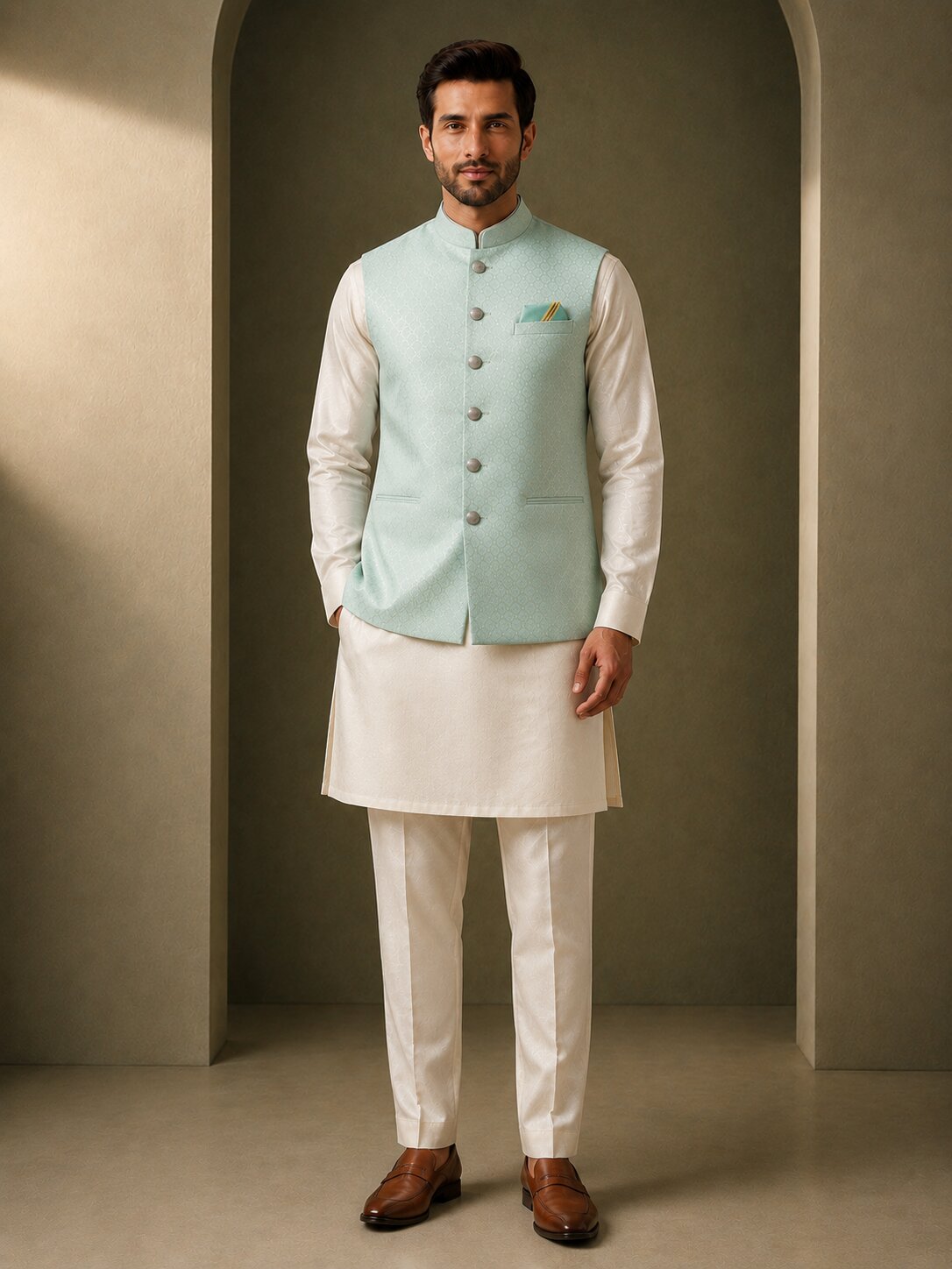 Sea Green Fancy Bundi Jacket