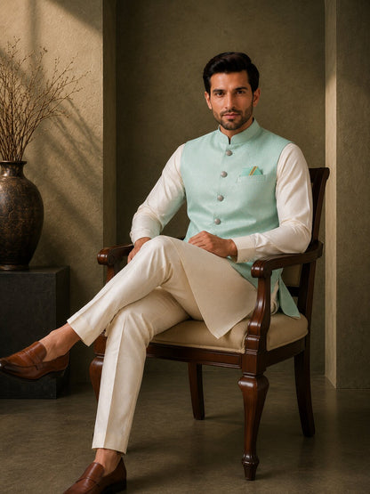 Sea Green Fancy Bundi Jacket