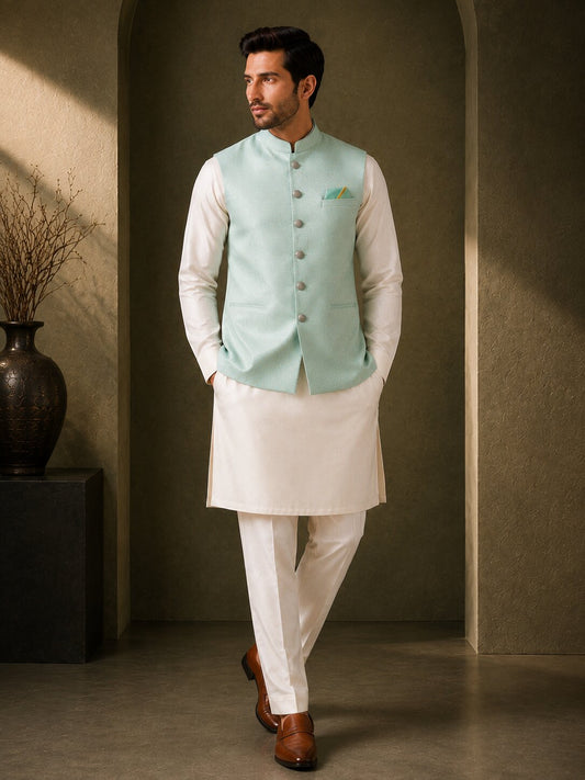 Sea Green Fancy Bundi Jacket