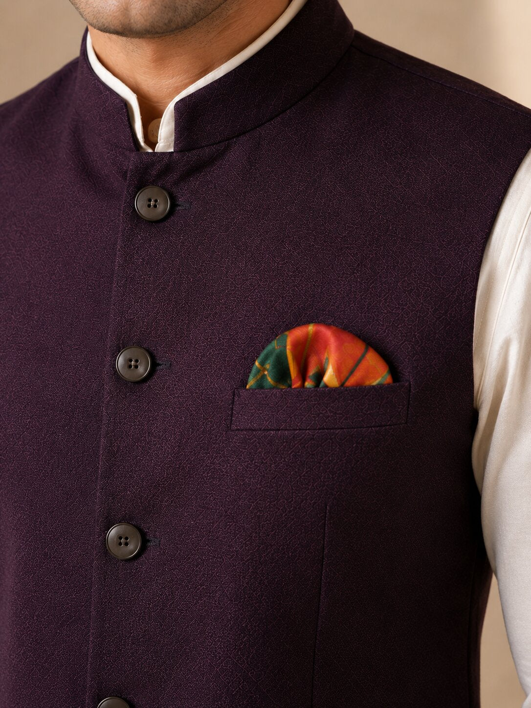 Trends of India Wine Nehru Jacket (Bundi)
