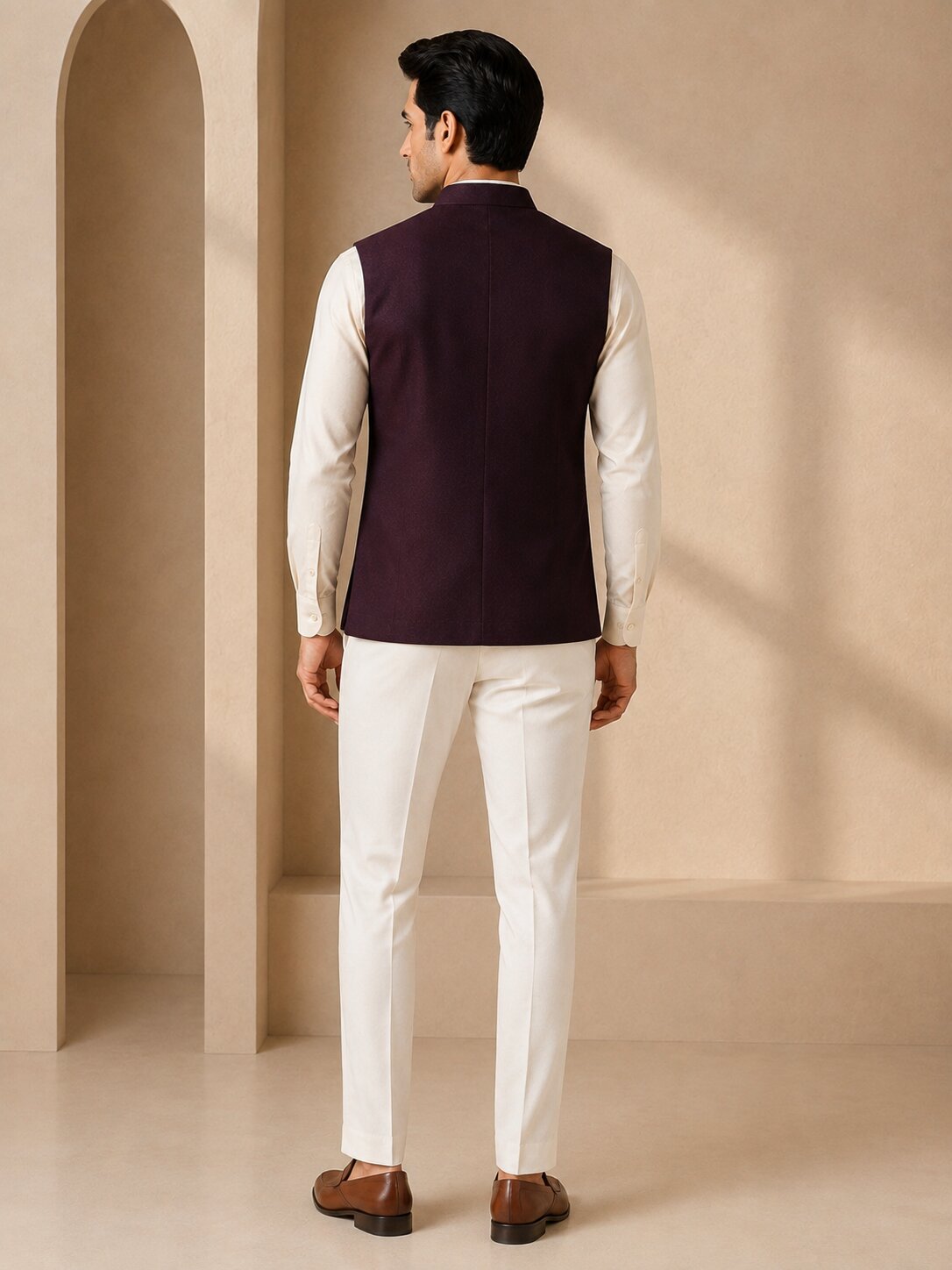 Trends of India Wine Nehru Jacket (Bundi)