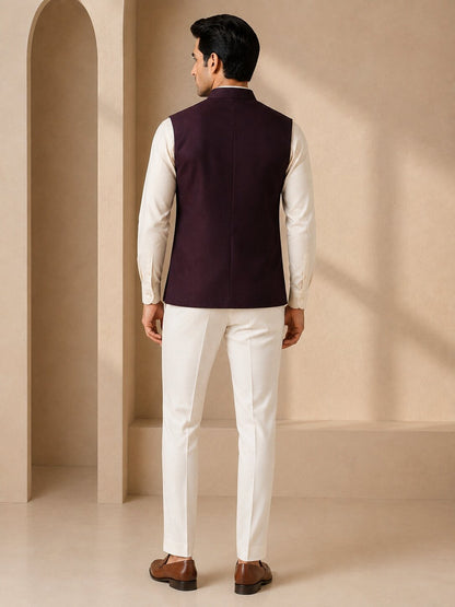 Trends of India Wine Nehru Jacket (Bundi)