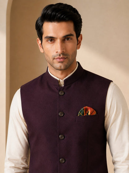 Trends of India Wine Nehru Jacket (Bundi)