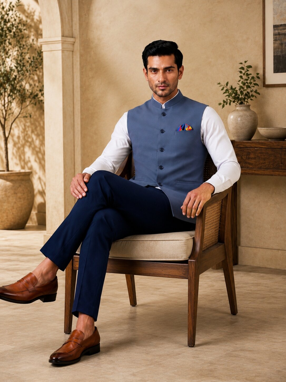 Dark Grey Nehru Jacket (Bundi)
