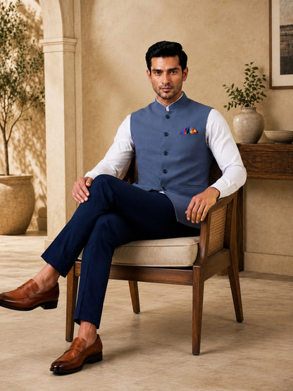 Dark Grey Nehru Jacket (Bundi)