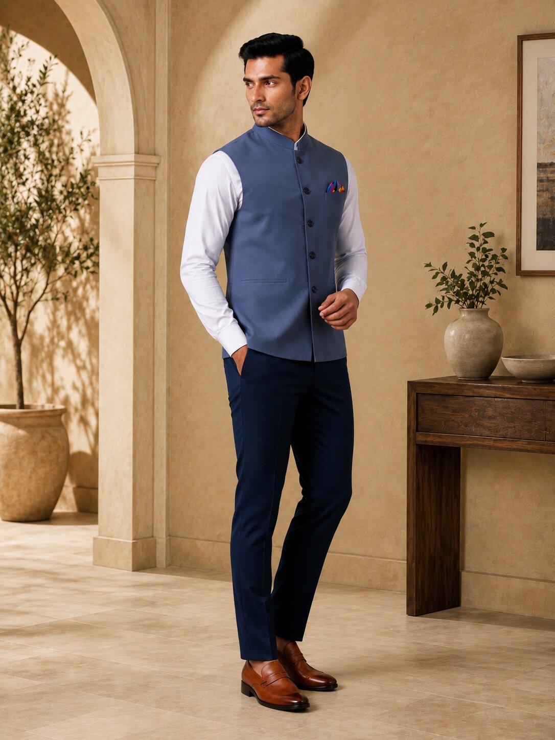 Dark Grey Nehru Jacket (Bundi)