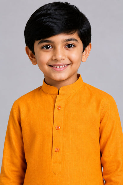 Kids Orange Kurta Pajama Set
