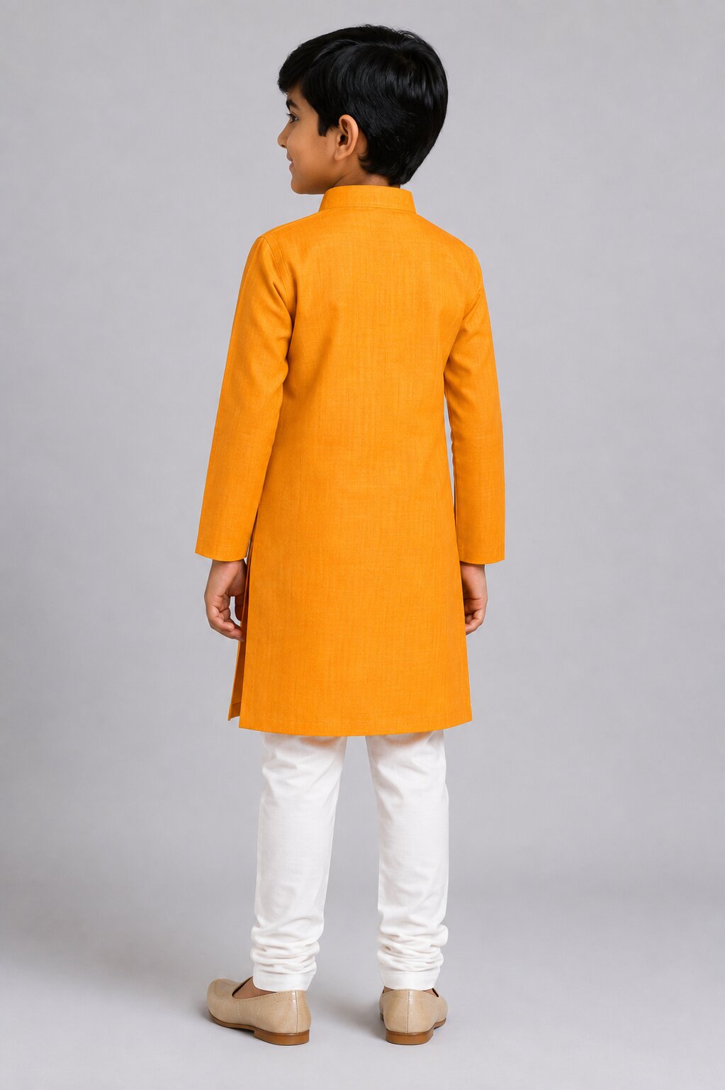 Kids Orange Kurta Pajama Set