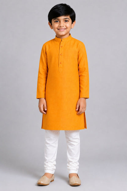 Kids Orange Kurta Pajama Set