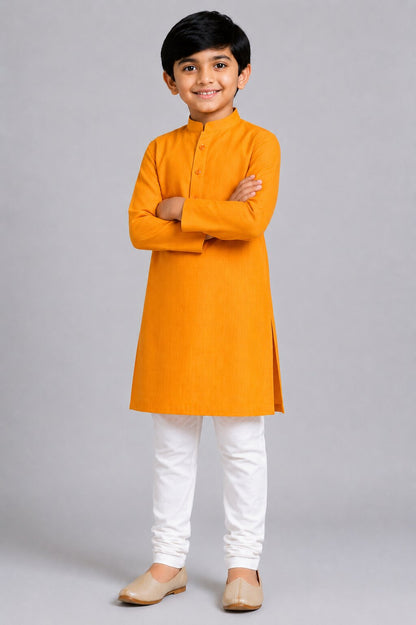 Kids Orange Kurta Pajama Set