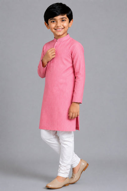 Kids Pink Kurta Pajama Set