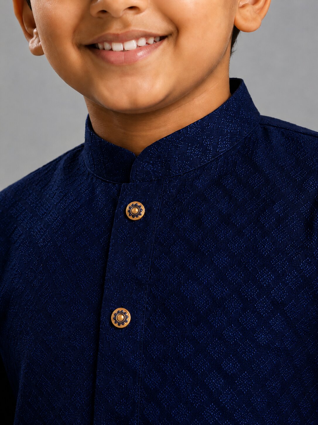 Kids Blue Printed Kurta Pajama Set