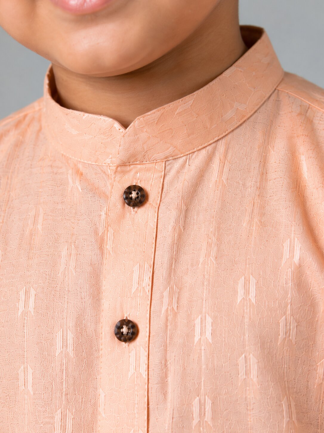 Kids Peach Printed Kurta Pajama Set