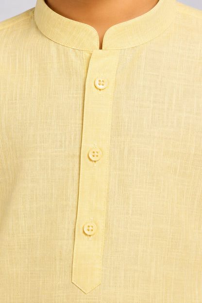 Kids Lemon Textured Kurta Pajama Set