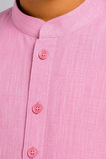Kids Pink Textured Kurta Pajama Set