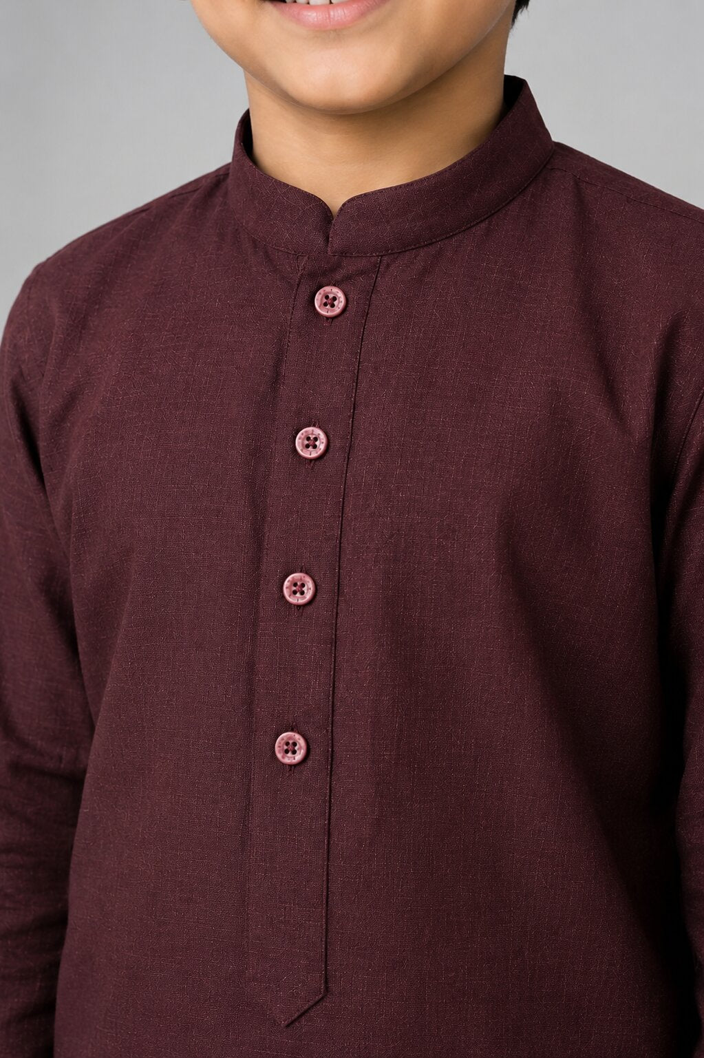 Kids Maroon Solid Kurta Pajama Set