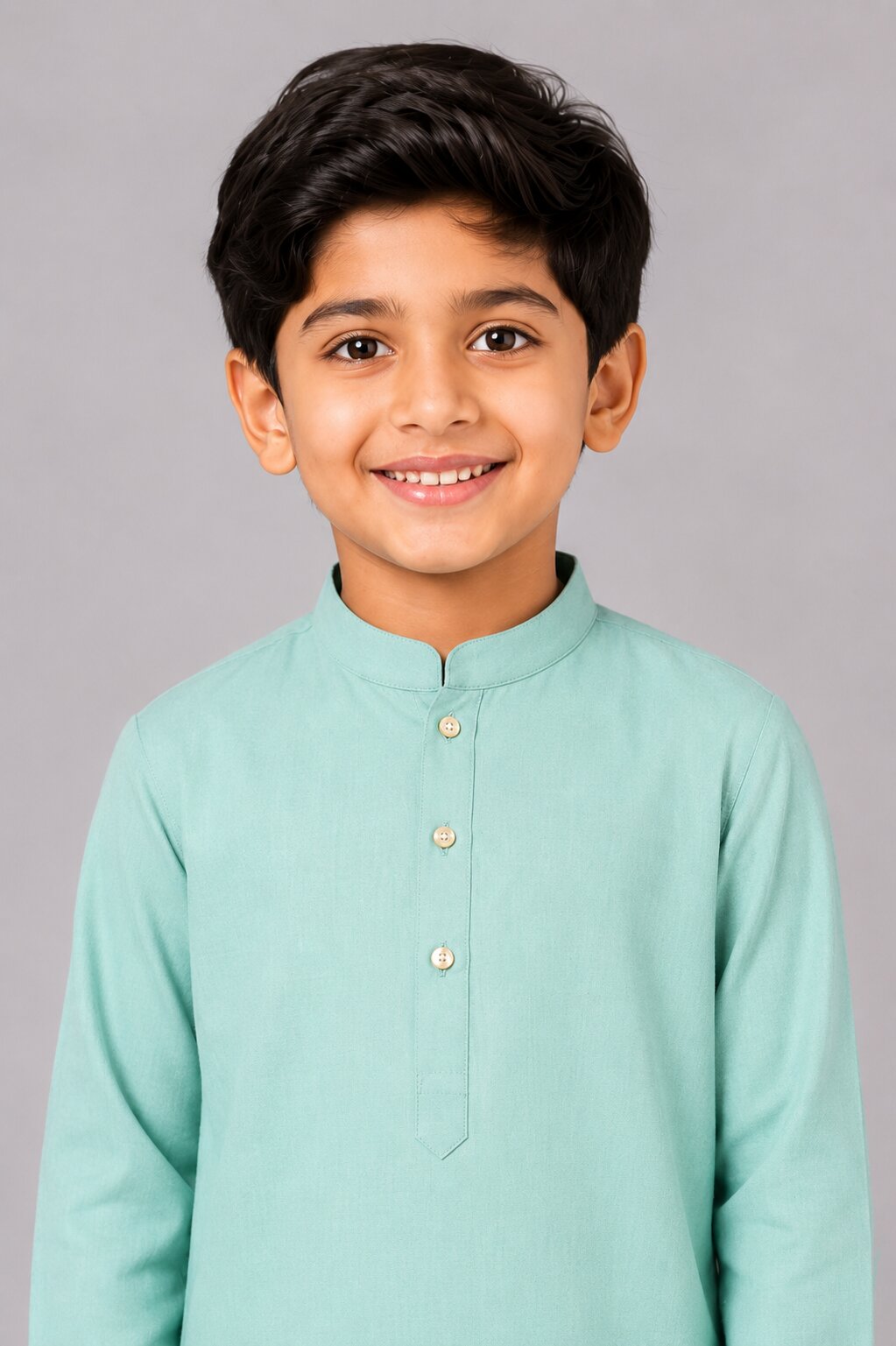 Kids Firozi Solid Kurta Pajama Set