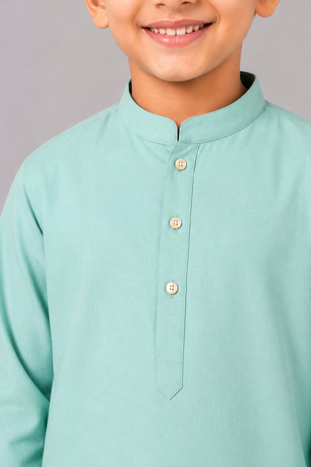 Kids Firozi Solid Kurta Pajama Set