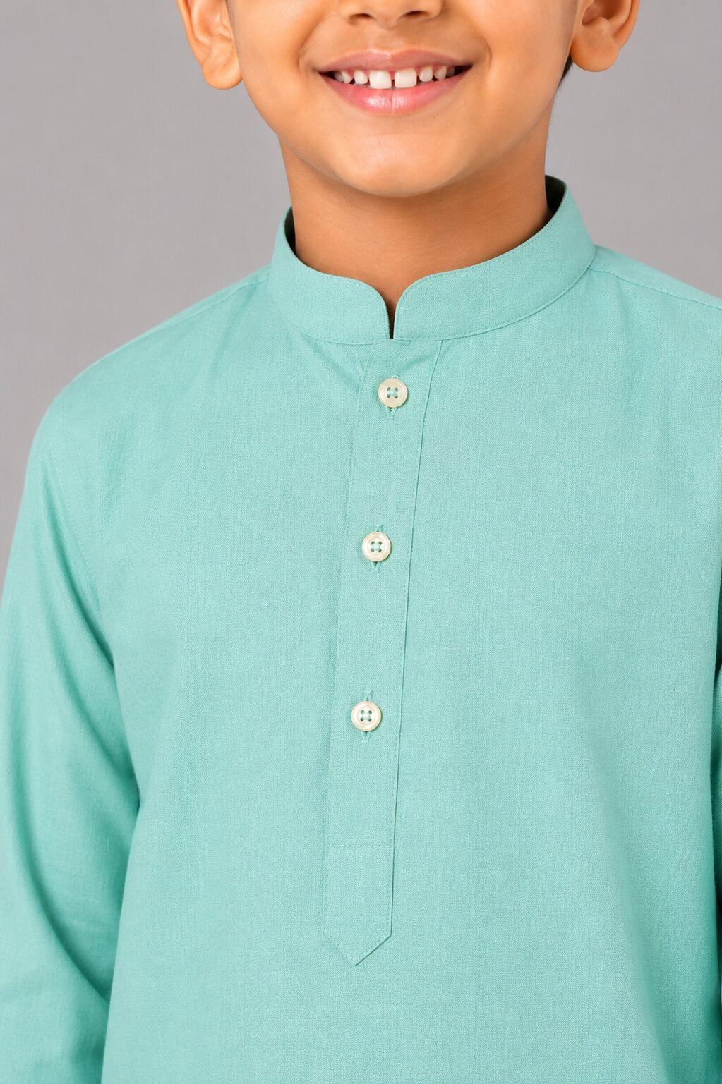 Kids Green Textured Kurta Pajama Set