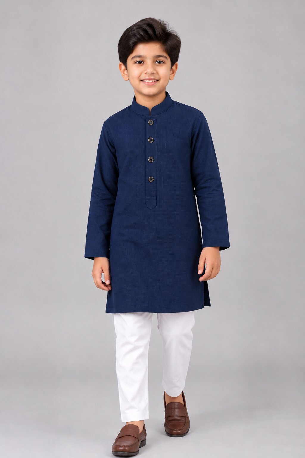 Kids Navy Blue Kurta Pajama Set