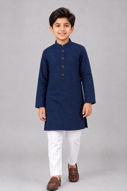 Kids Navy Blue Kurta Pajama Set