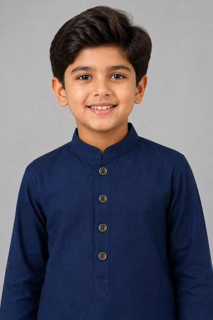 Kids Navy Blue Kurta Pajama Set