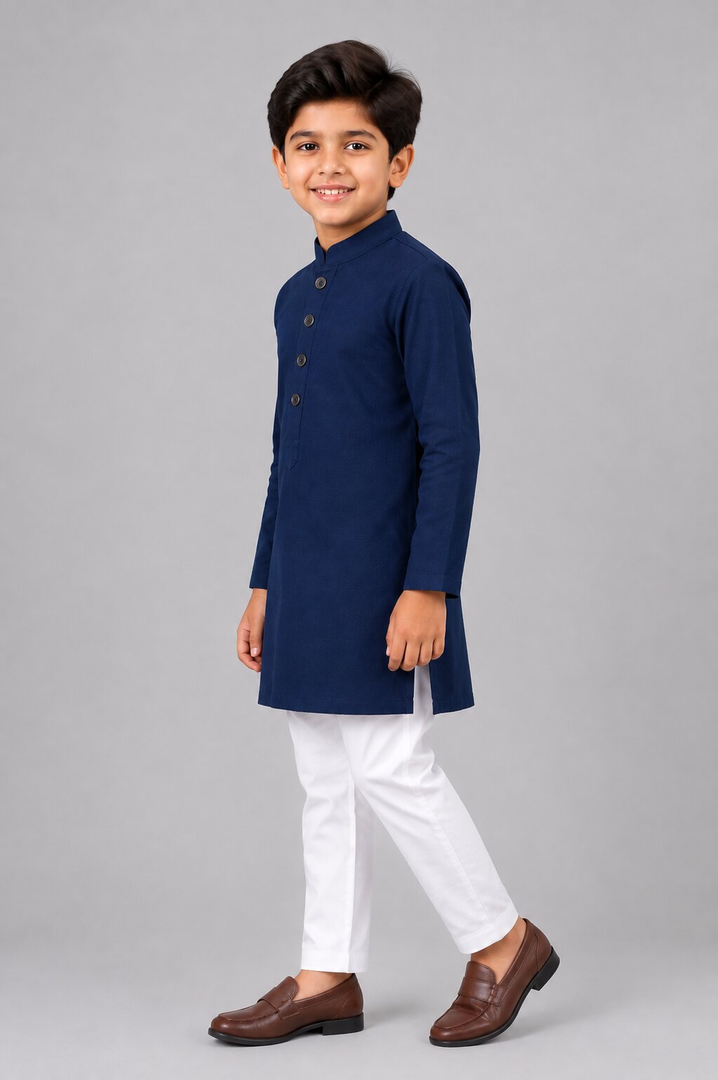 Kids Navy Blue Kurta Pajama Set
